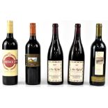 Five bottles of red wine, two 1999 Côte Rôtie bottled by Edmond et David Duclaux,