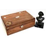 A 19th century rosewood writing slope with partially fitted interior,