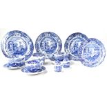 A Copeland Spode Italian ware part tea and dinner service comprising bowls, plates, jugs, mugs,