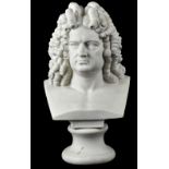 A late 19th/early 20th century Parian ware bust of Handel, to a circular spreading base,