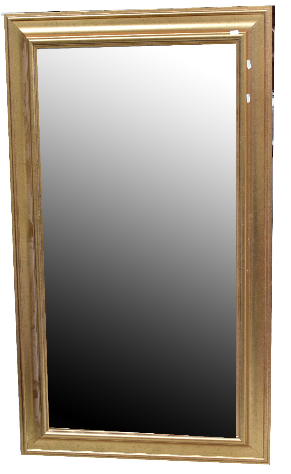 A large modern gilt framed bevel-edged wall mirror, 82 x 141cm.