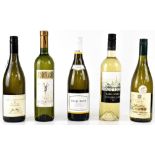 Five bottles of white wine, a 2007 Avery's Pioneer Range Marlborough Chardonnay,