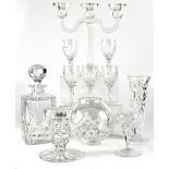 A quantity of cut glass and crystal to include bowls, decanters, salvers, vase, trinket pots,