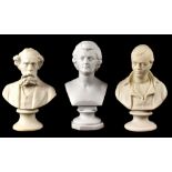 Three late 19th/early 20th century busts of literary and musical figures, Burns,