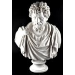 A large and fine late 19th/early 20th century Parian ware bust of Septimius Severus, height 85cm,