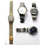 Four vintage gentlemen's wrist watches to include a Girard Perregaux stainless steel example with