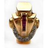 A gentlemen's 18ct gold Art Deco ruby ring,