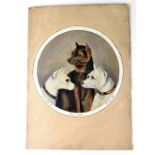LATE 19TH CENTURY ENGLISH SCHOOL; oil, a portrait of three dogs, annotated 'Prince Under 5lb,