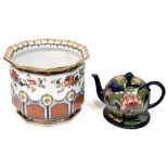 A Losol Ware 'Clifford' pattern jardinière printed in the Imari palette with flowers and swags