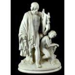 A 19th century Parian ware figure of Homer and his guide Glaucus,