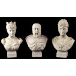 Three c1901 Robinson & Leadbetter busts of Edward VII and Queen Alexandra,