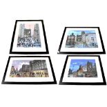 JOHN JOHNSON; four limited edition prints, views of Liverpool comprising 'Water Street - Liverpool',