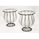 Two large decorative glass and metal storm lanterns, height of each 31cm, diameter 31cm (2).