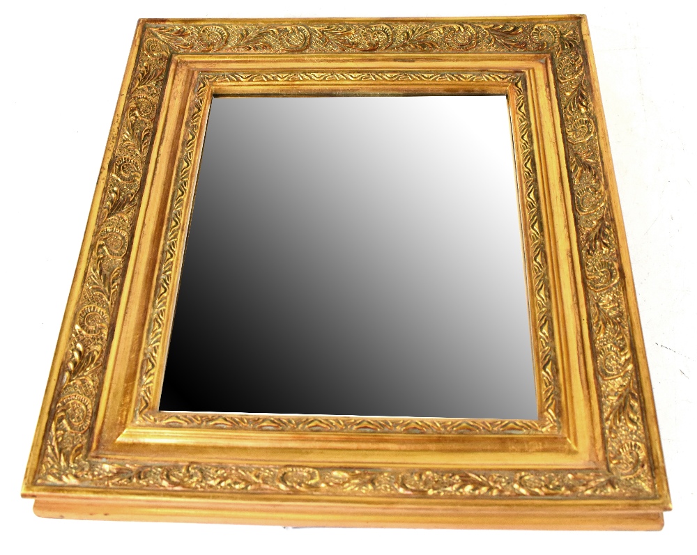 Three gilt framed wall mirrors to include an easel-backed example with a hanger and one repurposed