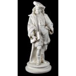 A late 19th/early 20th century Parian ware figure of Rembrandt to a circular spreading base,