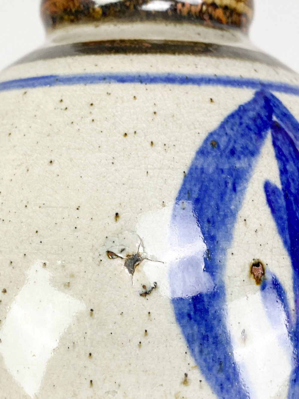 DONALD MILLS (1922-1996); a stoneware vase with iron and cobalt decoration on grey ground, incised - Image 6 of 6