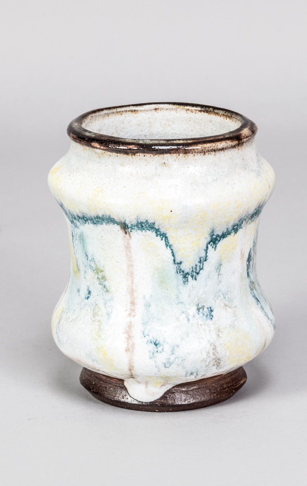 PHILIP WADSWORTH (1910-1991); a waisted stoneware vase covered in white glaze with polychrome - Image 2 of 6