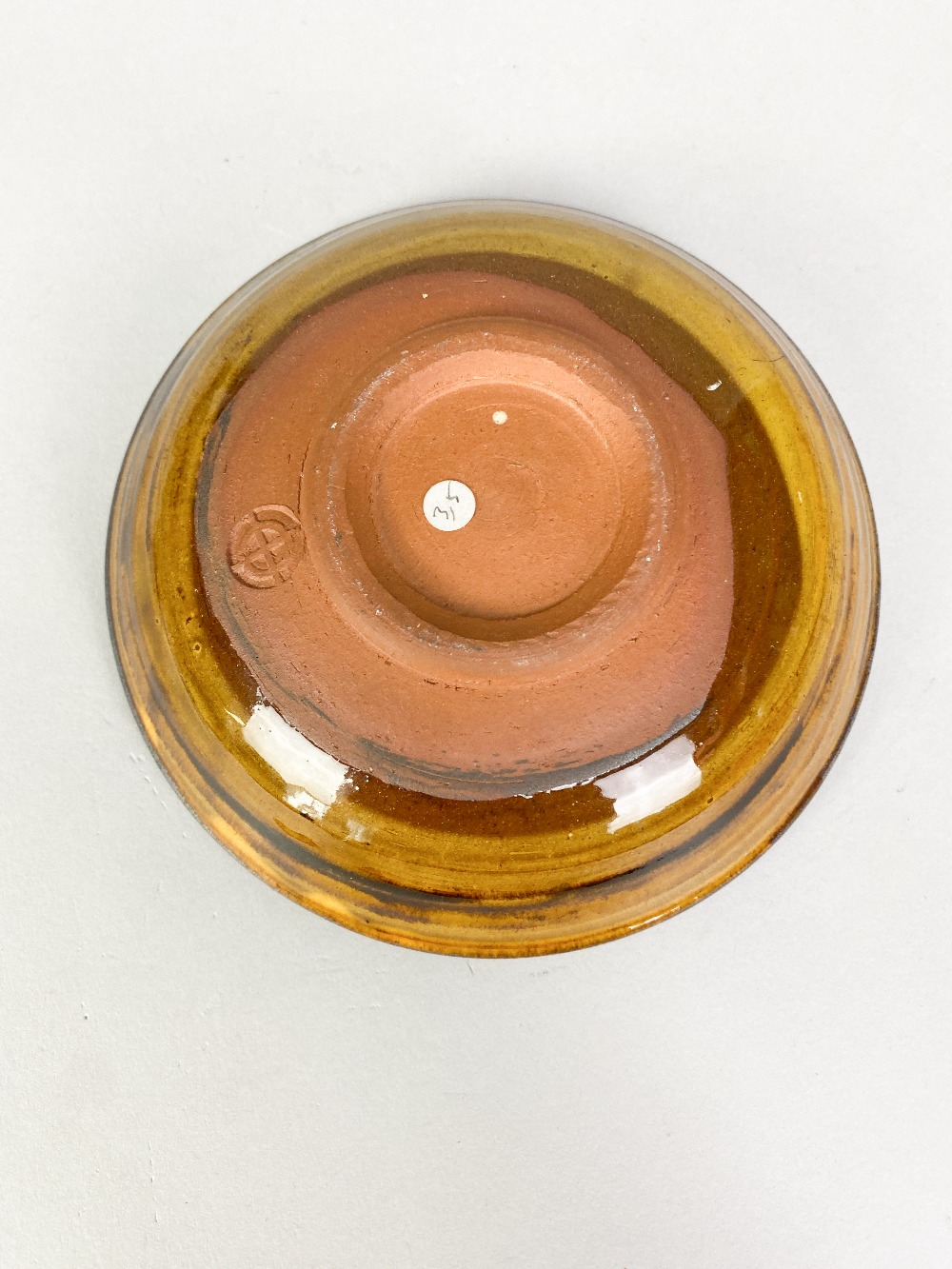 MARGARET LEACH for Taena Pottery; a small shallow slipware bowl, impressed pottery mark, made - Image 4 of 5