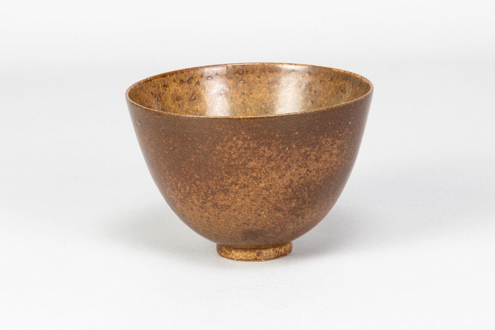 WAISTEL COOPER (1921-2003); an early stoneware footed bowl covered in mottled iron glaze, incised - Image 2 of 5