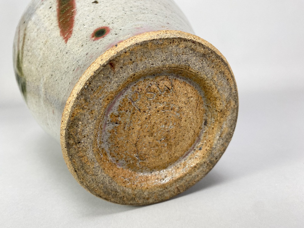 PHILIP WADSWORTH (1910-1991); a large stoneware bottle with red and green copper floral decoration - Image 5 of 6