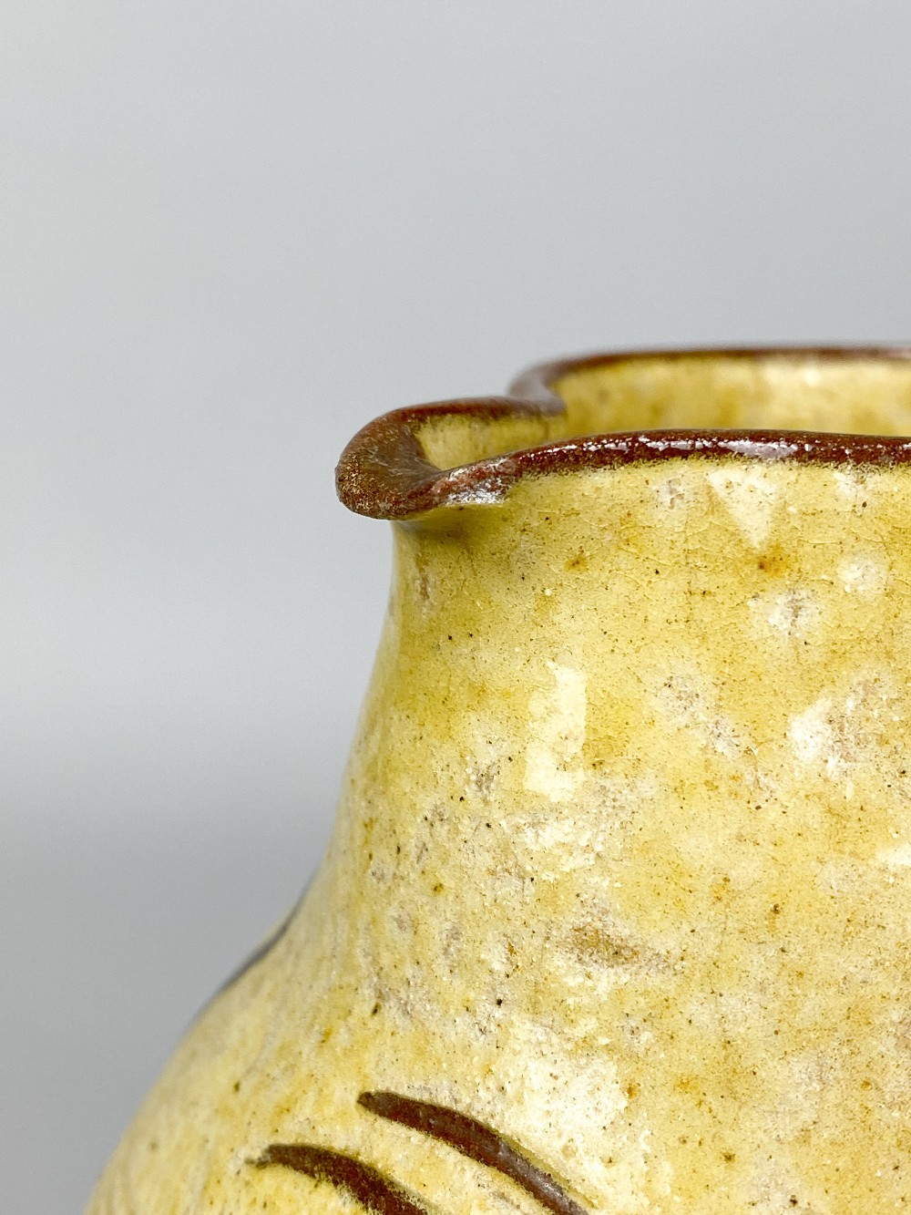 SAM HAILE (1909-1948); a slipware jug partially covered in yellow glaze with incised and painted - Image 7 of 8