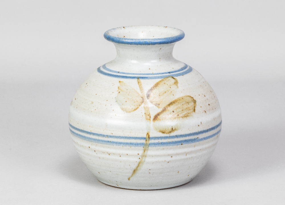 BRYAN NEWMAN (1935-2019) for Aller Pottery; a stoneware globular vase with iron and cobalt floral - Image 2 of 5