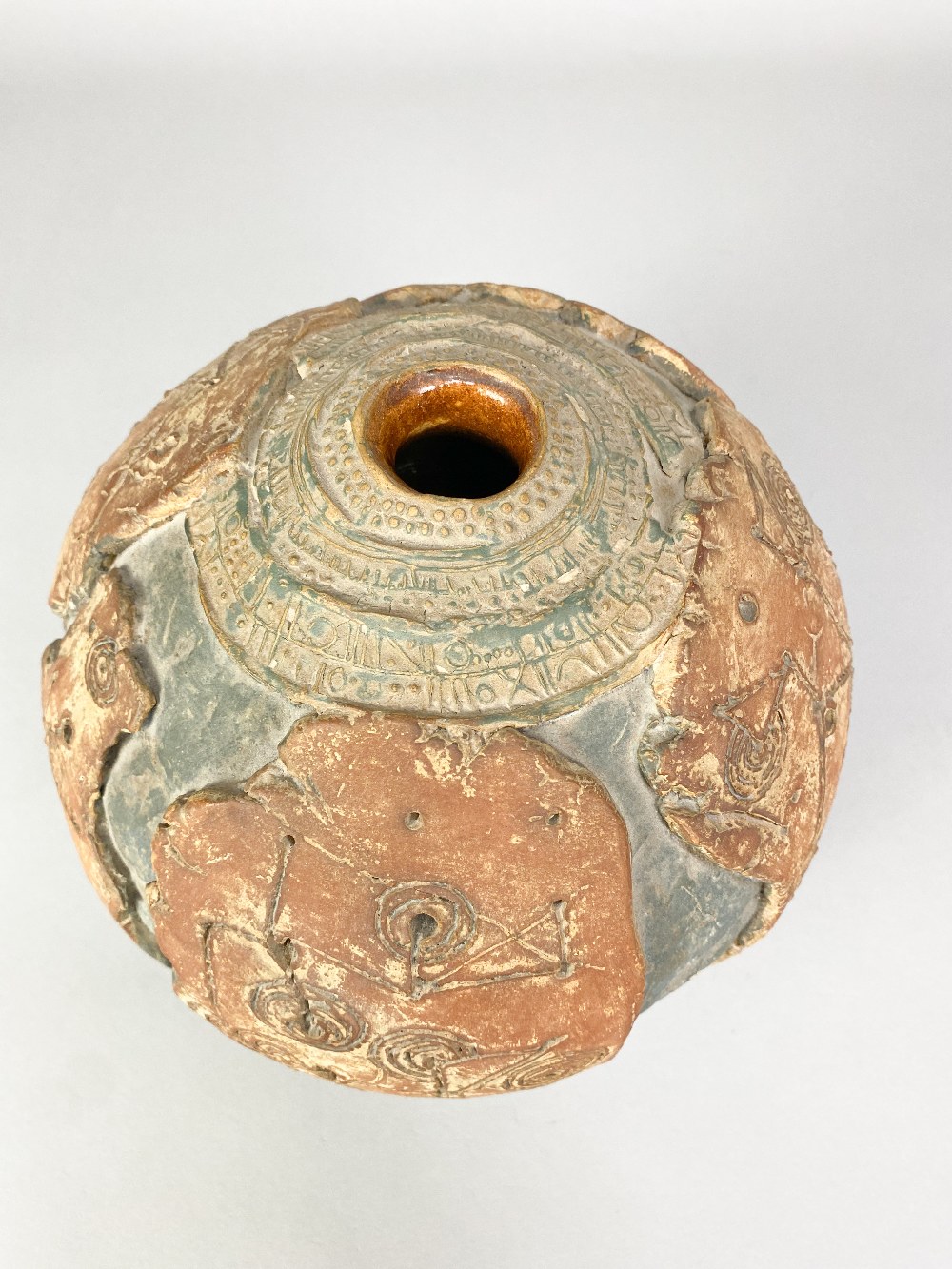 BERNARD ROOKE (born 1938); a large stoneware globular pot with applied and incised decoration and - Image 3 of 5