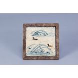 BERNARD LEACH (1887-1979) for Leach Pottery; a stoneware tile depicting ducks and reeds in