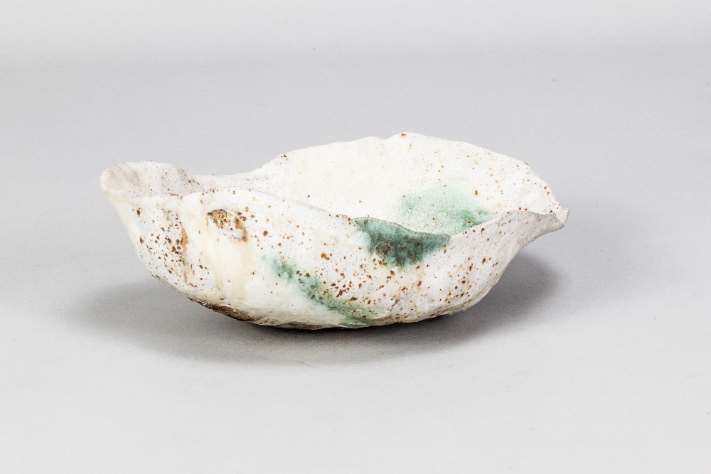 EWEN HENDERSON (1934-2000); a dish form, mixed laminated stoneware and bone china clays, textured - Image 2 of 4