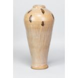WILLIAM STAITE MURRAY (1881-1962); a tall stoneware bottle with fluted body and iron decoration to