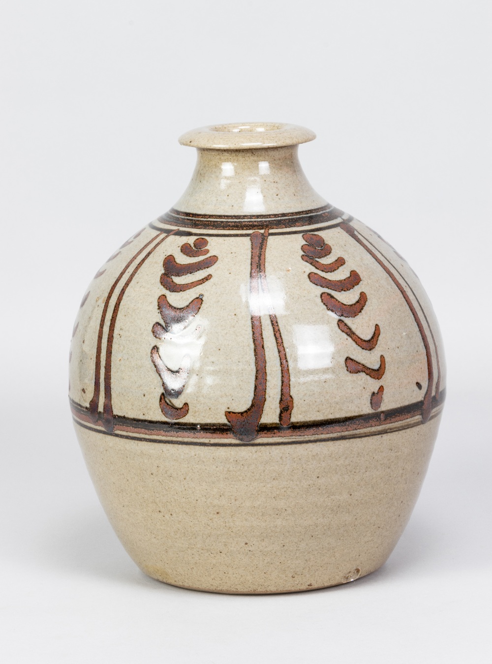 RAY FINCH (1914-2012) for Winchcombe Pottery; a bulbous stoneware vase with iron decoration on - Image 2 of 5