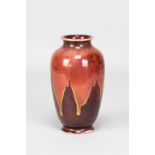 BERNARD MOORE (1850-1935); a stoneware vase covered in running flambé glaze, incised BM mark, made