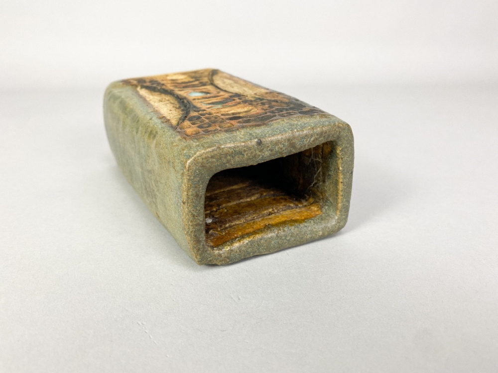 ALAN WALLWORK (1931-2019); a rectangular stoneware vase with impressed decoration, incised W mark, - Image 3 of 5