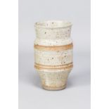 PERCY BROWN (1911-1996); a stoneware vase partially covered in oatmeal glaze with unglazed bands,