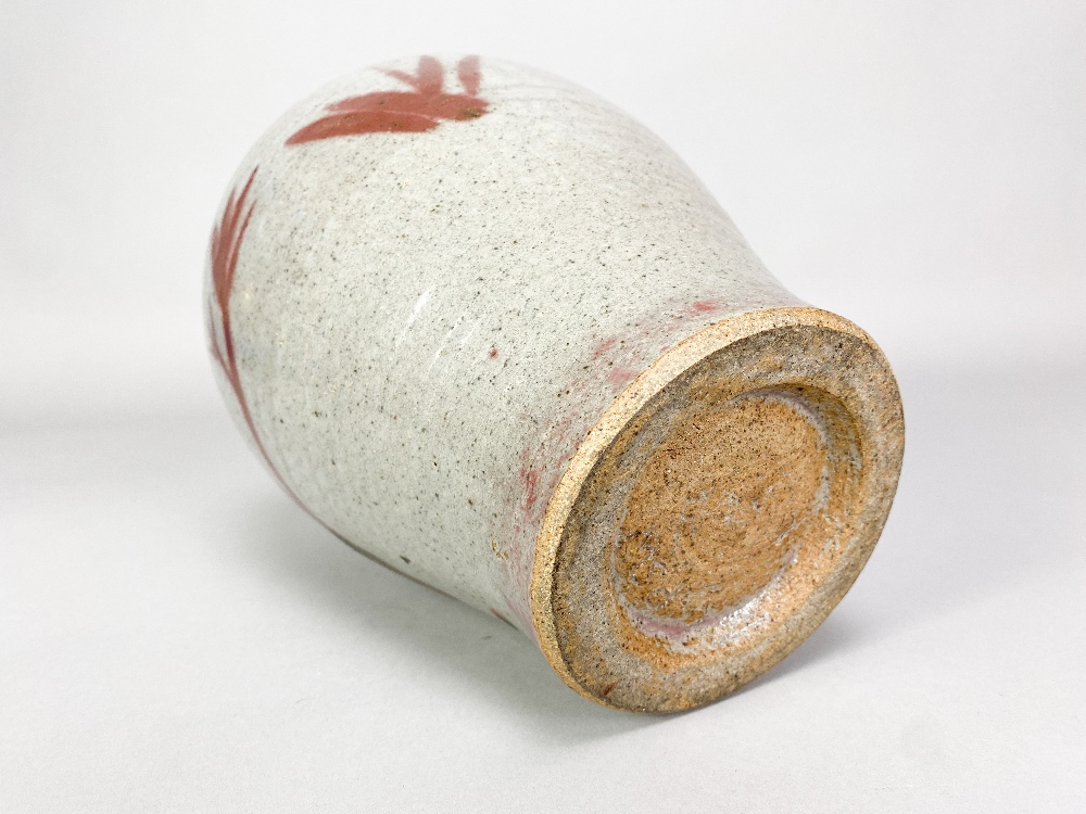 PHILIP WADSWORTH (1910-1991); a large stoneware bottle with red and green copper floral decoration - Image 4 of 6
