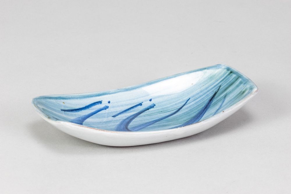 DENNIS LUCAS (1926-1999) for Hastings Pottery; a small rectangular tin glazed earthenware dish,
