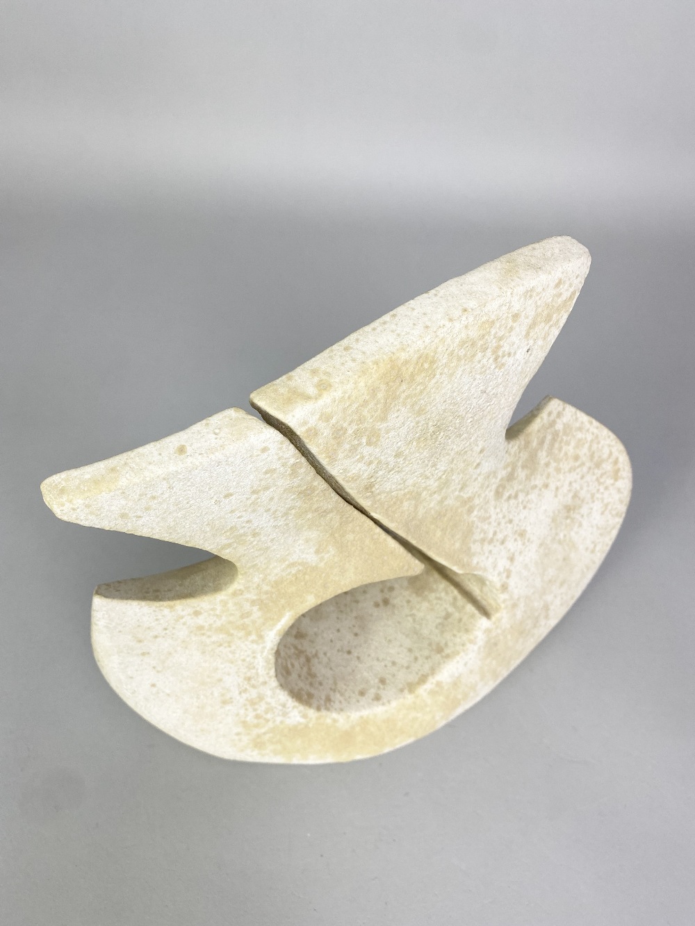 GEORGE WILSON (1924-2004); a stoneware sculpture of abstract form washed with white slip, painted - Image 3 of 5