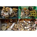 A quantity of assorted watchmaker's parts and equipment to include a lathe, clock faces,