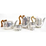 PICQUOT WARE; a five-piece tea set. Additional InformationOne of the wooden handles is quite