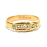 A 22ct yellow gold five stone diamond ring, approx size N, approx 4.5g.Additional InformationThe