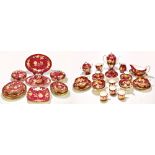 WEDGWOOD; a fifty-eight piece 'Ruby Tonquin' part tea and dinner service, factory marks and