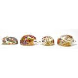 ROYAL CROWN DERBY; two limited edition paperweights comprising 'Hawthorn Mother Hedgehog', 514/1500,