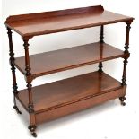 LAMB OF MANCHESTER; a Victorian mahogany three tier buffet, raised on turned column supports, with