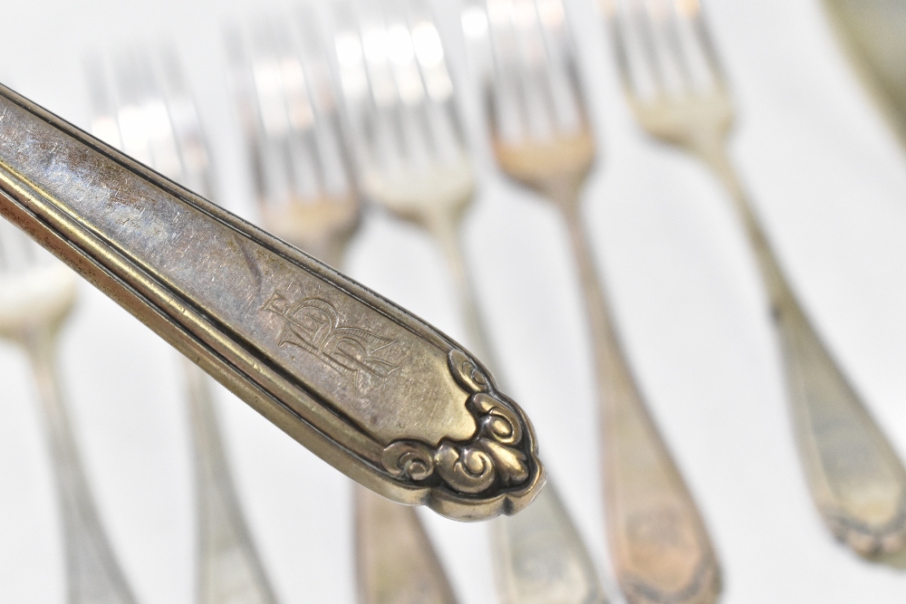 A German 800 grade thirty-two piece part canteen of cutlery each with cast floral detail, the - Image 10 of 12