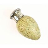 SAMPSON MORDAN; a Victorian ceramic egg shaped scent bottle and hallmarked silver lid, the