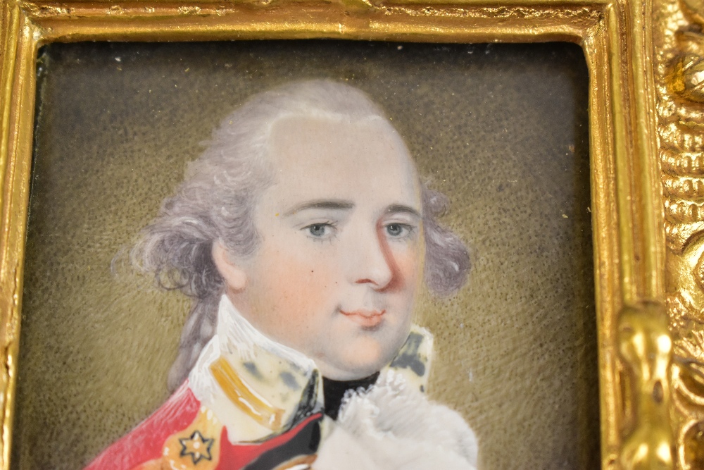 19TH CENTURY BRITISH SCHOOL; watercolour on ivory, portrait miniature of a British officer, - Image 2 of 6