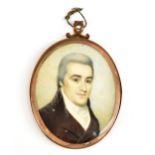 ATTRIBUTED TO JOSEPH BOWRING (1760-1817); watercolour on ivory, portrait miniature, quarter