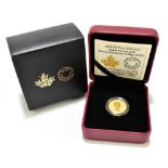 A 2014 Canadian $10 pure gold coin, listed weight 7.8g, encapsulated with certificate in inner and