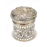 WILLIAM HAYES; a late Victorian hallmarked silver cylindrical tea canister and cover, the lid