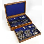 GOLDSMITHS & SILVERSMITHS CO; a sixty-two piece canteen of King's pattern hallmarked silver